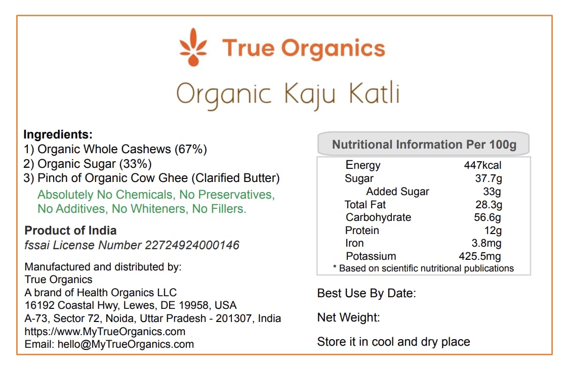 Kaju Katli (100% Organic Ingredients) · 16oz