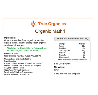 Organic Mathri (Matthi) 400grams